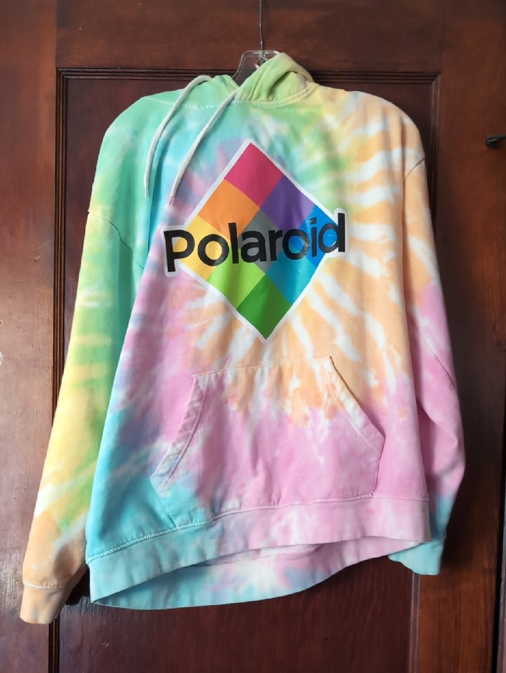 Polaroid Pastel Tie-Dye Hoodie in Pink, Yellow, Green, Blue